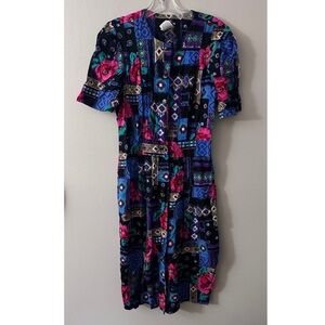 Vintage Colorful Patterned Women's Dress